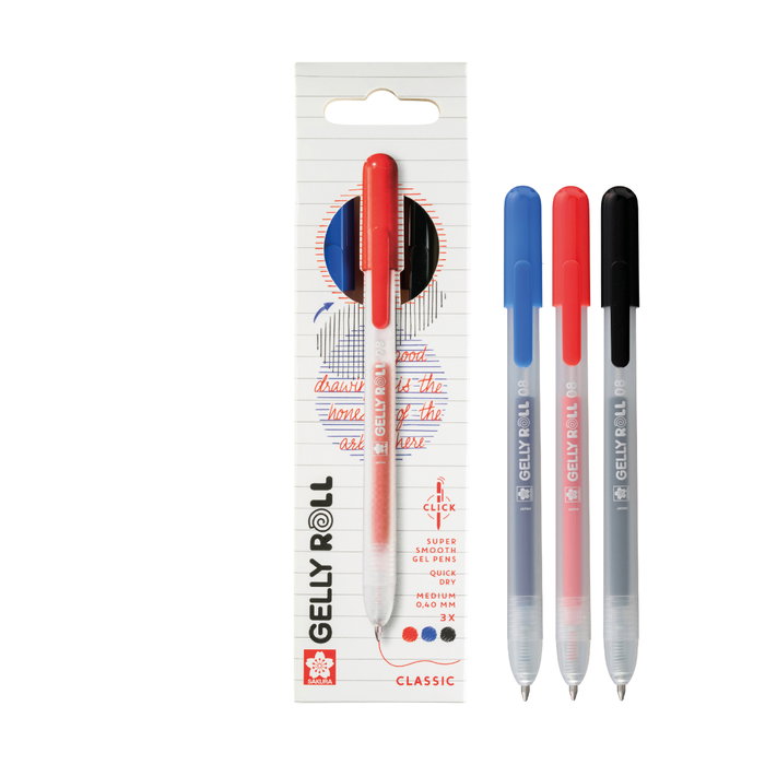 Sakura Gelly Roll Retractable Classic Bolígrafo de Gel Azul, Rojo y Negro Sakura Gelly Roll Retractable Classic Bolígrafo de Gel Azul, Rojo y Negro